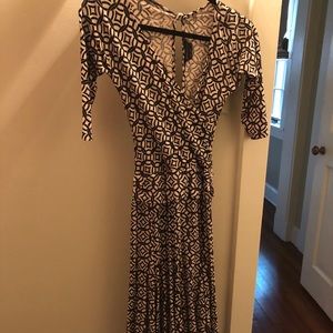 BCBG Printed Faux Wrap Dress